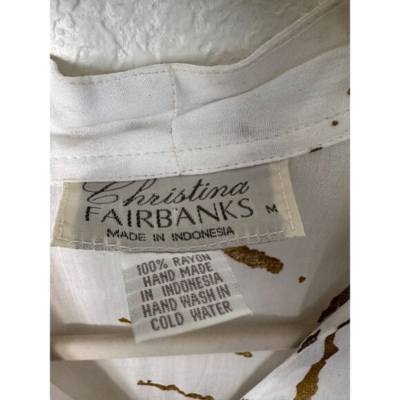 Christina Fairbanks Vintage Rayon Pearl Button Maxi Gold Sheer Dress Swim Cover - Picture 6 of 7